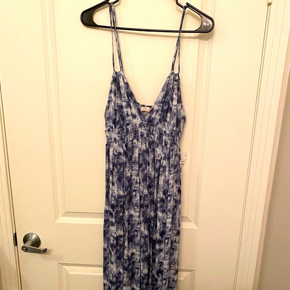 Blue and white maxi dress